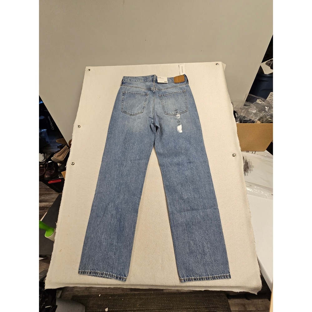 Aeropostale High Rise Baggy Jeans Distressed Ripped Denim Blue 8R new